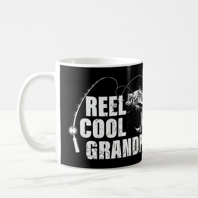 Mens Reel Cool Grandpa Design with Fish and Fishin Coffee Mug (Left)