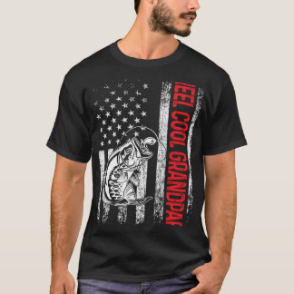 Mens Reel Cool Grandpap American Flag Fishing Fath T-Shirt