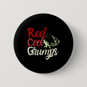 Mens Reel Cool Grumps Vintage Funny Fishing Father 2 Inch Round Button