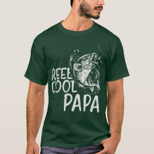 Mens Reel Cool Papa Dad Funny Fishing Father's Day T-Shirt