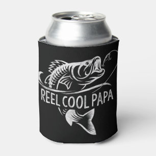 Mens Reel Cool Papa Fishing Dad Gifts Father's Day Can Cooler