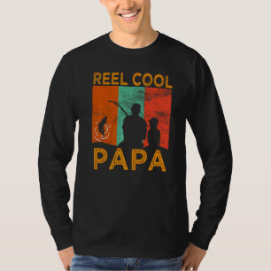 Mens Reel Cool Papa Fishing Daddy Vintage Grandpa  T-Shirt