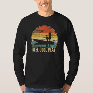 Mens Reel Cool Papa Fishing Fish Vintage T-Shirt