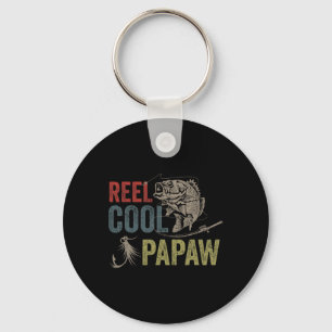 Mens Reel Cool Papaw Fishing Father's Day Gift Keychain