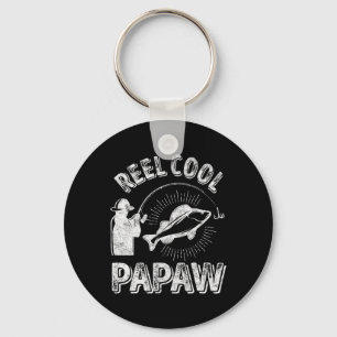 Mens Reel Cool Papaw Shirt Fisherman Christmas Gif Keychain