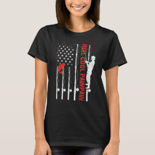 Mens Reel Cool Pawpaw American Flag Fish Fishing F T-Shirt