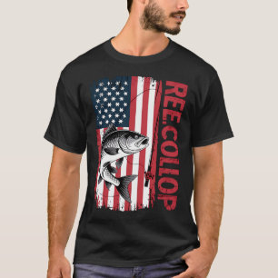 Mens Reel Cool Pop Fishing American Flag Grandpa T-Shirt
