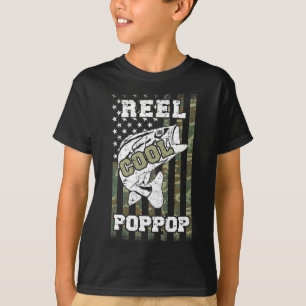 Mens Reel Cool Poppop Fisherman Camouflage America T-Shirt