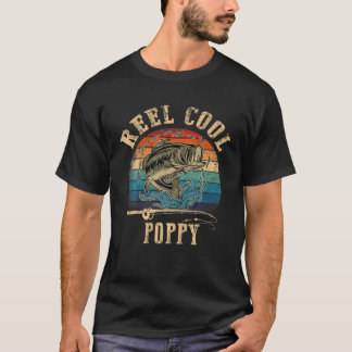 Mens Reel Cool Poppy Fisherman Father's Day Fishin T-Shirt