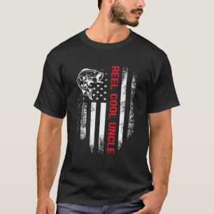 Mens Reel Cool Uncle American Flag Fishing Father' T-Shirt