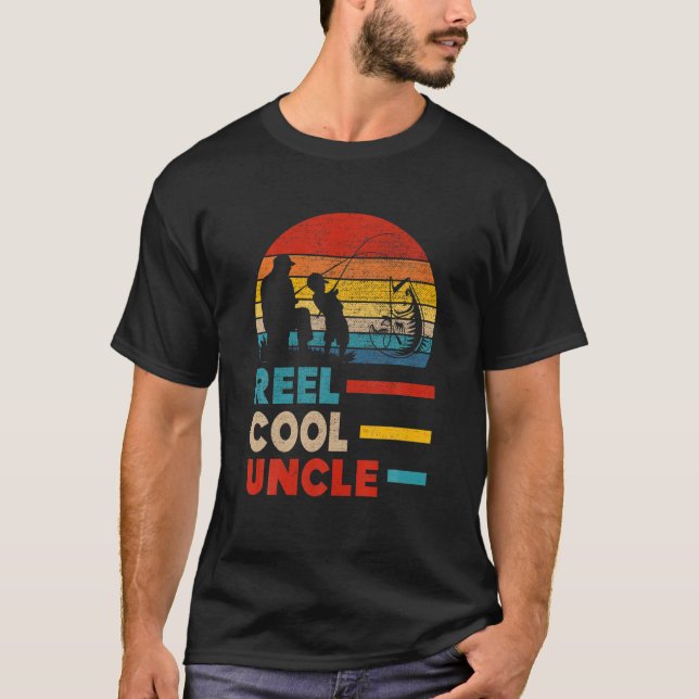 Mens Reel Cool Uncle Fisherman Daddy Father Day Gi T-Shirt (Front)