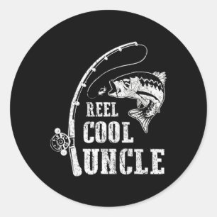 Mens Reel Cool Uncle Fishing Daddy Fathers Day  Classic Round Sticker