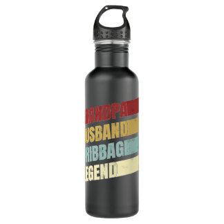 Mens Rero Cribbage Board Game Grandpa Husband Crib 710 Ml Water Bottle