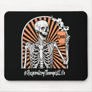 Mens Respiratory Therapist Life Coffee Skeleton Mouse Pad