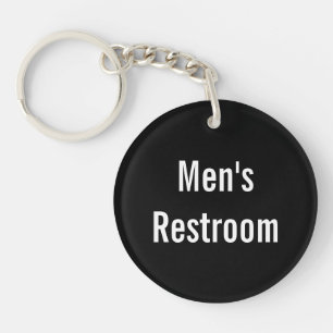 Men's Restroom Black and White Text Template  Keychain