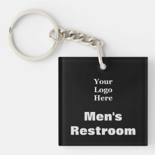 Men's Restroom Black Business Your Logo Here Keychain