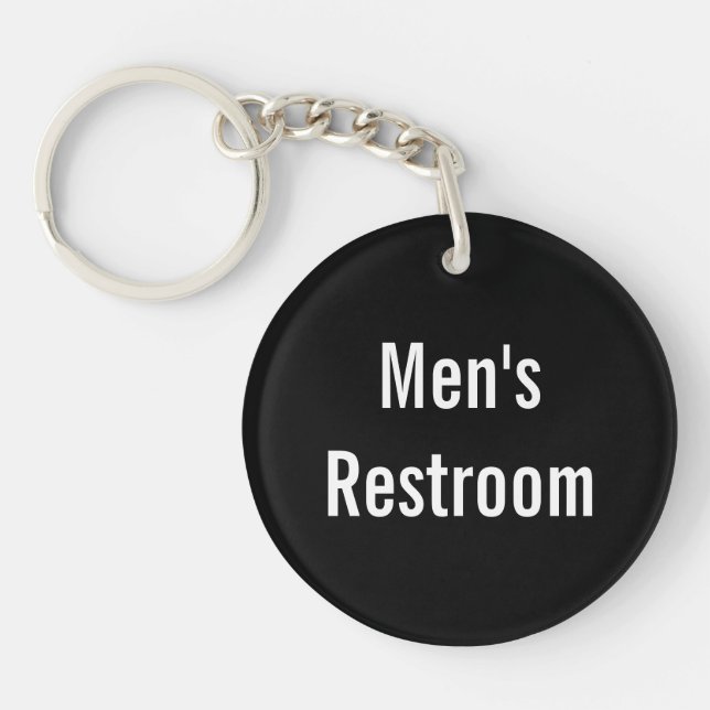 Men's Restroom Black White Business Logo 2 sides Keychain (Front)
