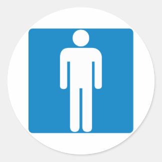 Men's Restroom Highway Sign Classic Round Sticker