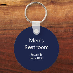 Men's Restroom Return To Suite Blue & White Text Keychain