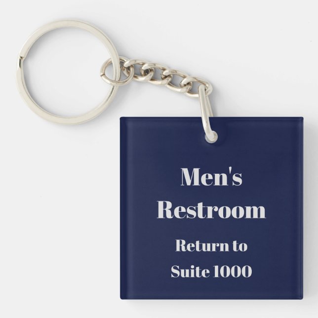Men's Restroom Return To Suite Template Dark Blue Keychain (Front)