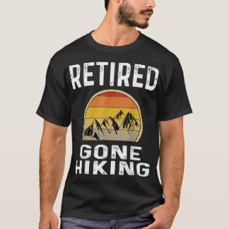 Mens Retired Gone Hiking Retro Sunset Mountains T-Shirt