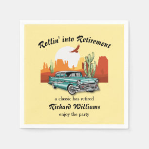 Men's Retirement Retro Classic Blue Car Desert Napkin