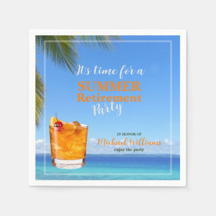 Men's Retirement Summer Ocean Cocktail Party Napkin