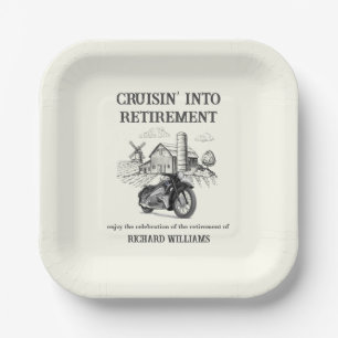 Men's Retirement Vintage Barn Motorbike Cruising Paper Plate