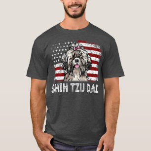 Mens Retro 4th Of July Shih Tzu Vintage American T-Shirt