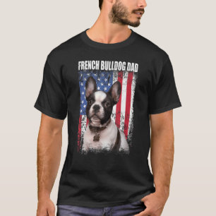 Mens Retro American Flag French Bulldog Dad For F T-Shirt
