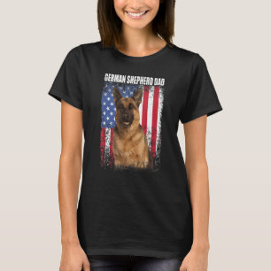 Mens Retro American Flag German Shepherd Dad For T-Shirt