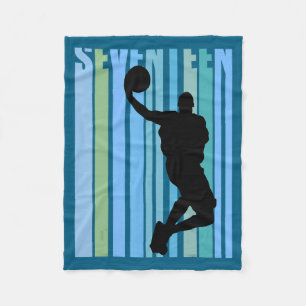 Mens retro basketball 17th birthday kids boys teen fleece blanket