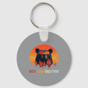 Mens Retro Bear Dad Ever Fathers Day Keychain