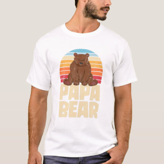 Mens Retro Bear Family Daddy Animal Dad Papa Bear T-Shirt