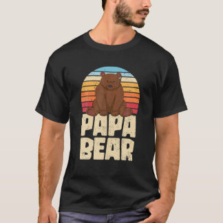 Mens Retro Bear Family Daddy Animal Dad Papa Bear T-Shirt