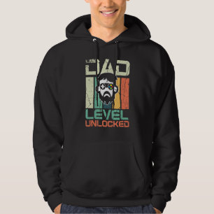Mens Retro Dad Level Unlocked Daddy Gamer Newborn Hoodie