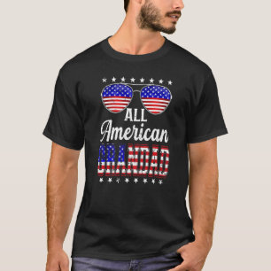 Mens Retro Father's Day All American Grandad Us Fl T-Shirt