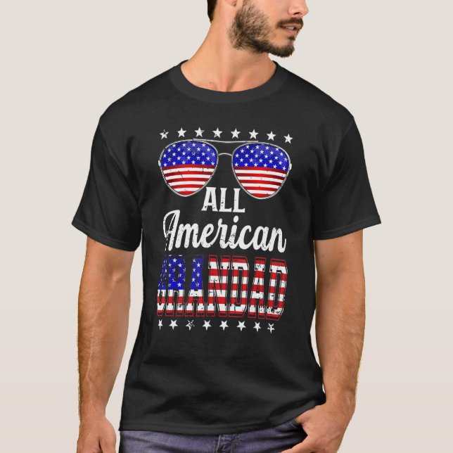 Mens Retro Father's Day All American Grandad Us Fl T-Shirt (Front)