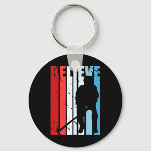 Mens Retro Field Hockey Motivational Inspiring Ins Keychain