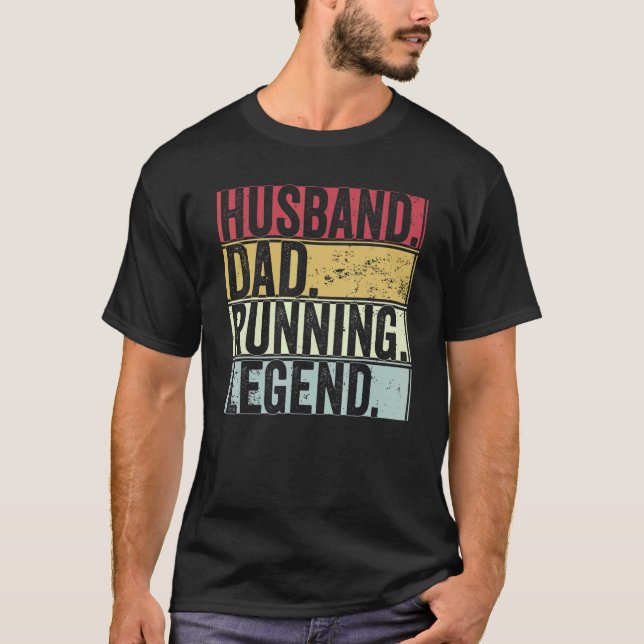 Mens Retro Husband Dad Running Legend   For Father T-Shirt (Front)