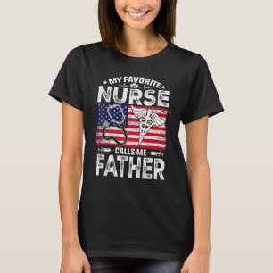 Mens Retro Men My Favourite Nurse Calls Me Father  T-Shirt