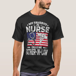 Mens Retro Men My Favourite Nurse Calls Me Father  T-Shirt