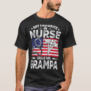 Mens Retro Men My Favourite Nurse Calls Me Grampa  T-Shirt