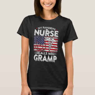 Mens Retro My Favourite Nurse Calls Me Gramp Fathe T-Shirt