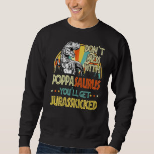 Mens Retro Poppasaurus Dinosaur Rex Vintage Father Sweatshirt