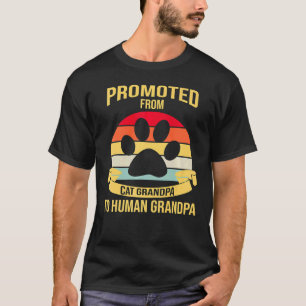 Mens Retro Promoted From Cat Grandpa To Human Gran T-Shirt