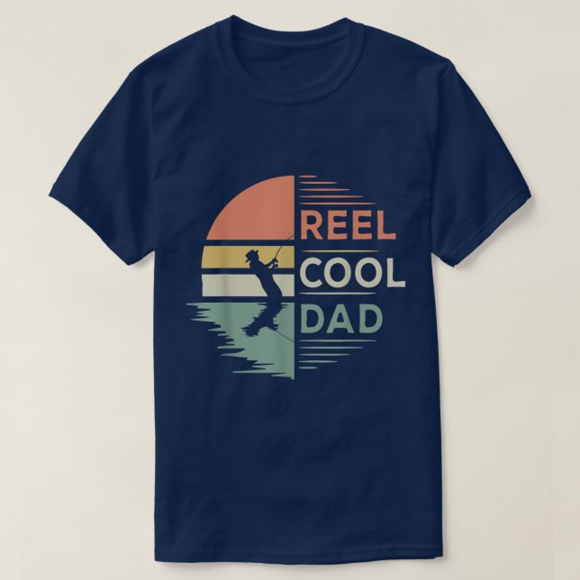 Mens Retro Reel Cool Dad Fishing Fisherman Fisher  T-Shirt (Design Front)