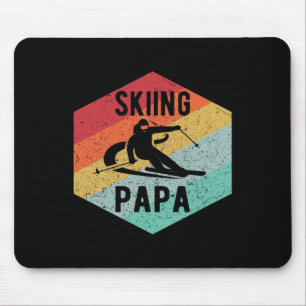 Mens Retro Skiing Papa 70's Skiers Ski Gift  Mouse Pad