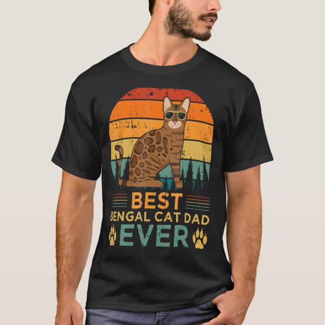 Mens Retro Style Best Bengal Cat Dad Ever Father's T-Shirt (Front)
