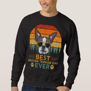 Mens Retro Style Best Boston Terrier Dad Ever Fath Sweatshirt